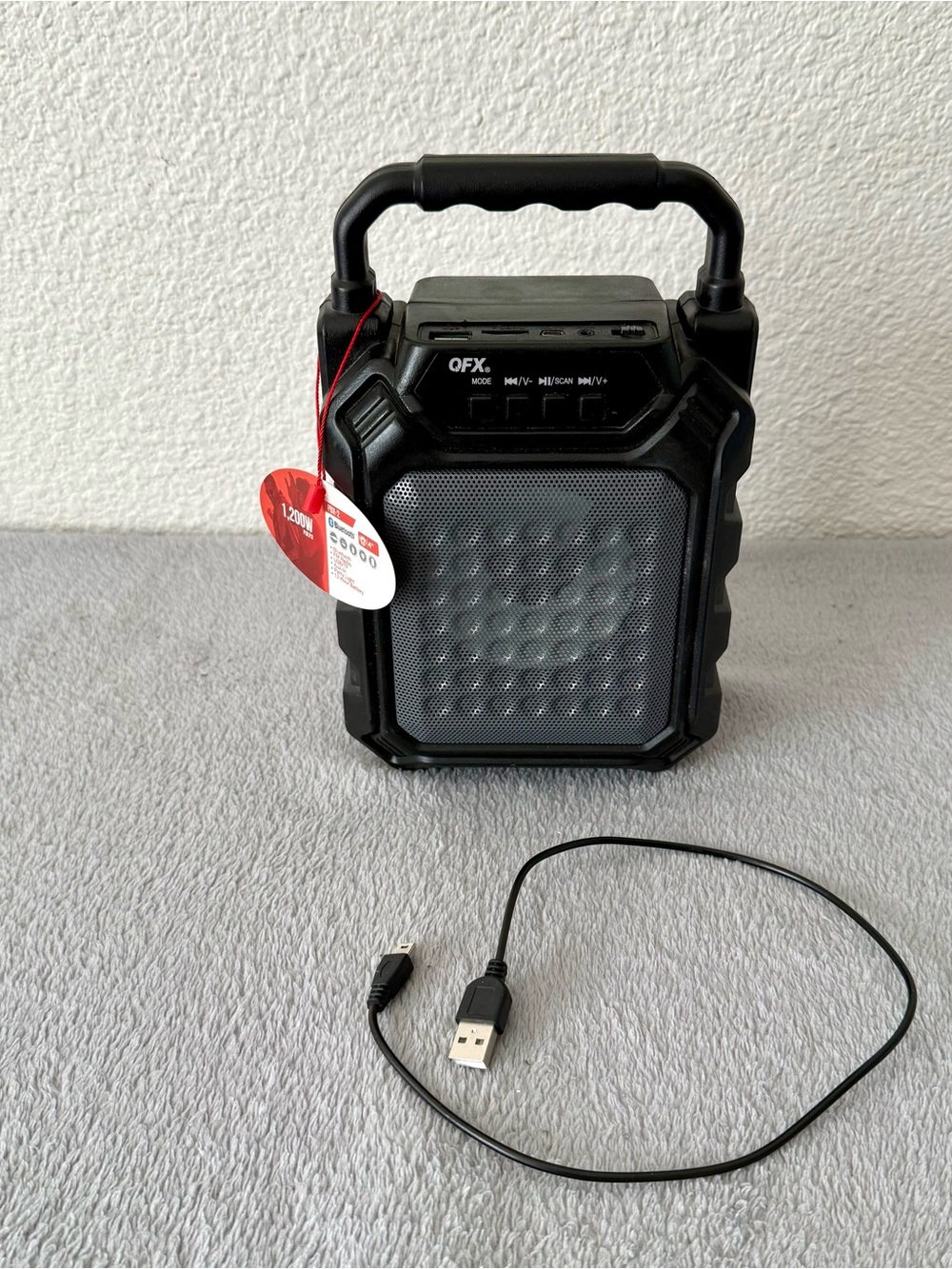 QFX PBX-2 Portable Bluetooth Party Speaker with LED Lights & FM Radio - Black